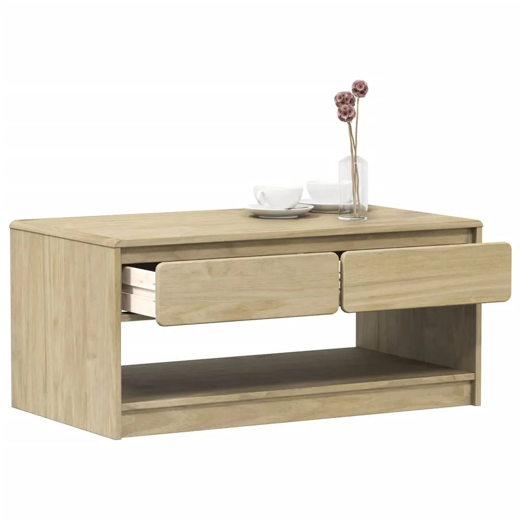 Table basse rectangulaire en bois massif SAUDA avec étagère basse - 8