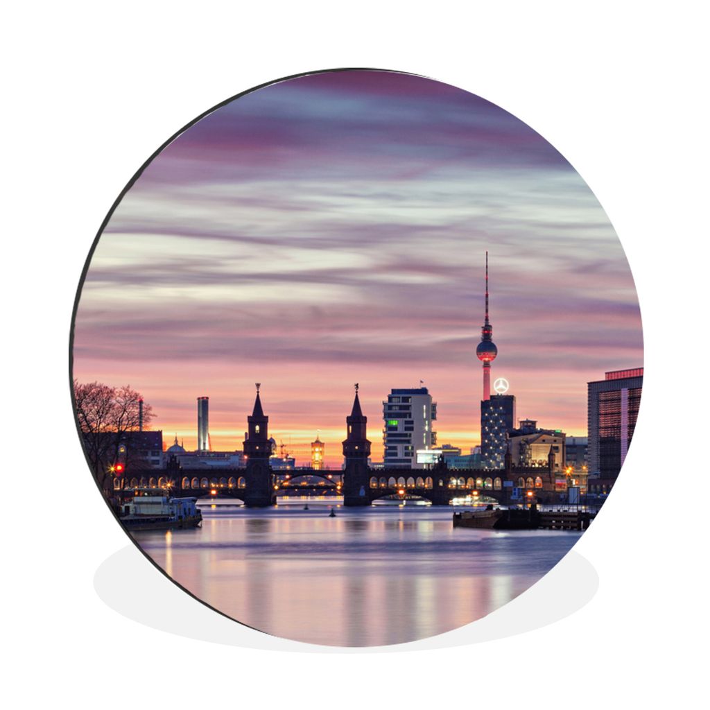 MuchoWow Aluminium Wandkreis Berlin - Fluss - Architektur Ø 90 cm Wanddeko Modern Wohnzimmer - Mauerkreis - Wandbilder - Runde Bild - Bild aus A...