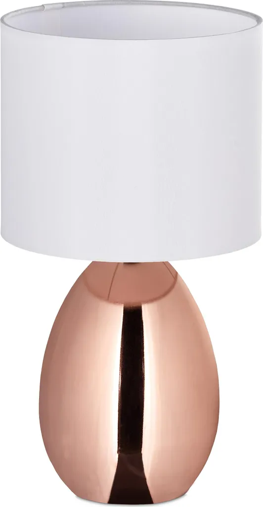 Relaxdays Lampada da Tavolo Metallo e Tessuto | Abat-jour Moderna Elegante