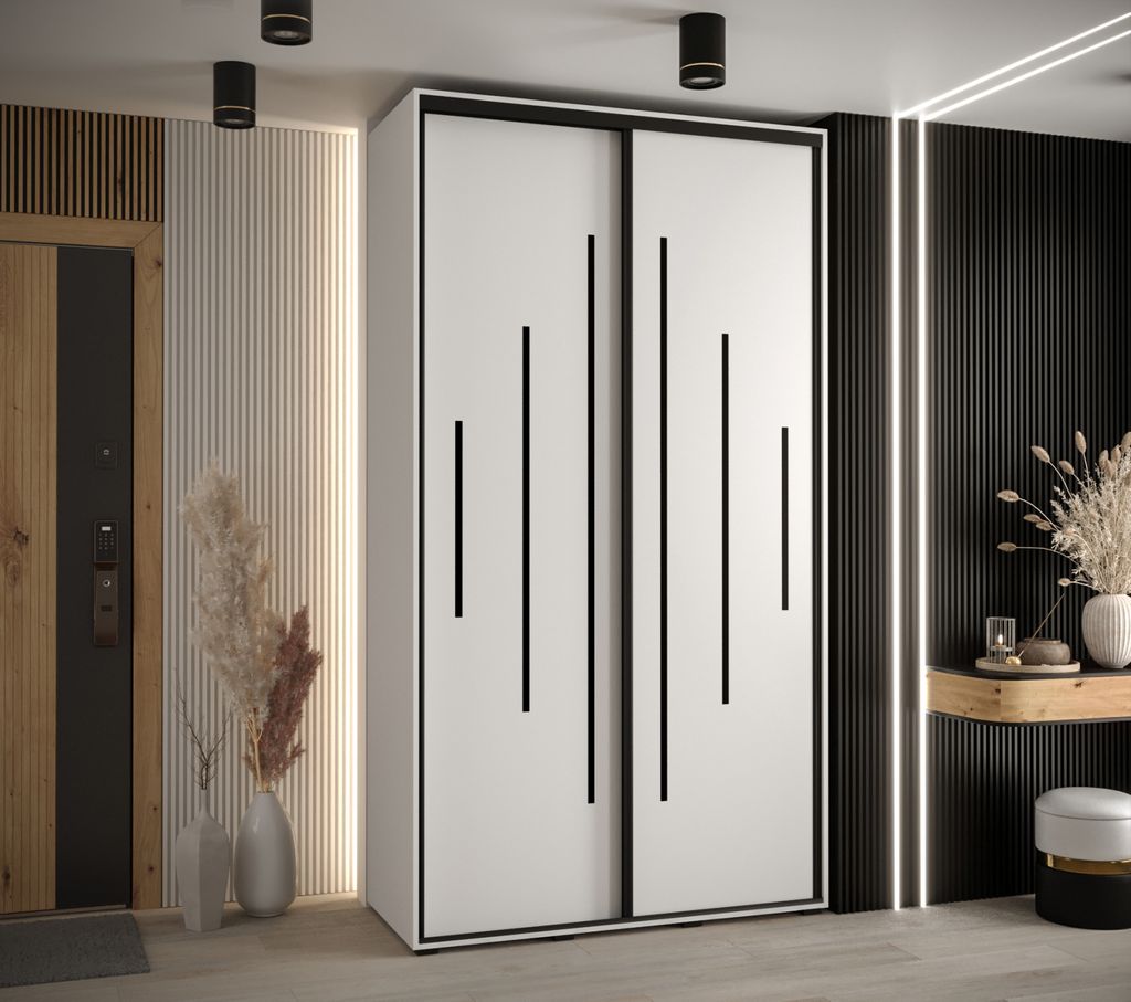 Kleiderschrank ASIRI 12 - 130/45 cm, weiß/schwarz