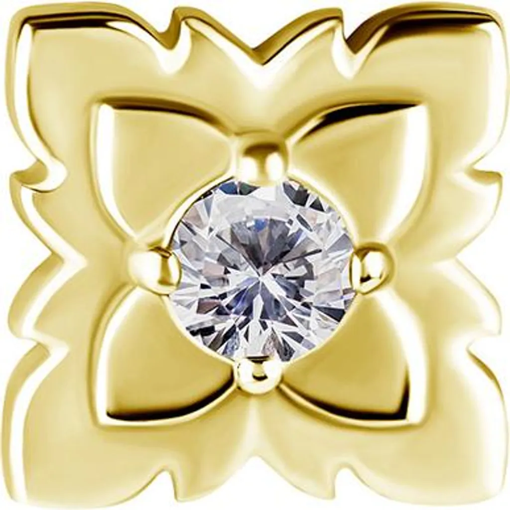 Fleur dorée 8 mm à système push-fit avec pierre zircone blanche pure