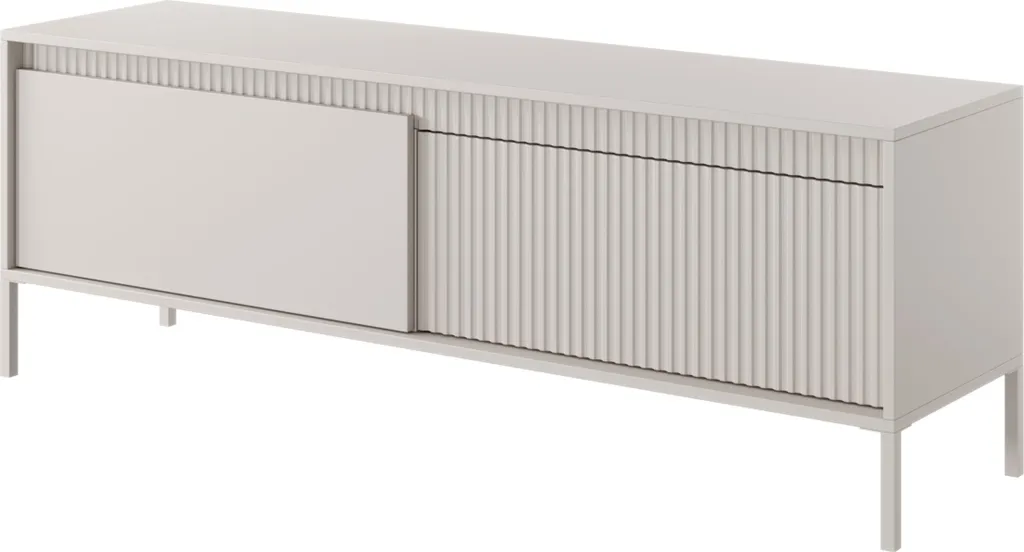 Meuble TV 153 cm Beige Façade Striée Selsey Falsetto Style Nordique