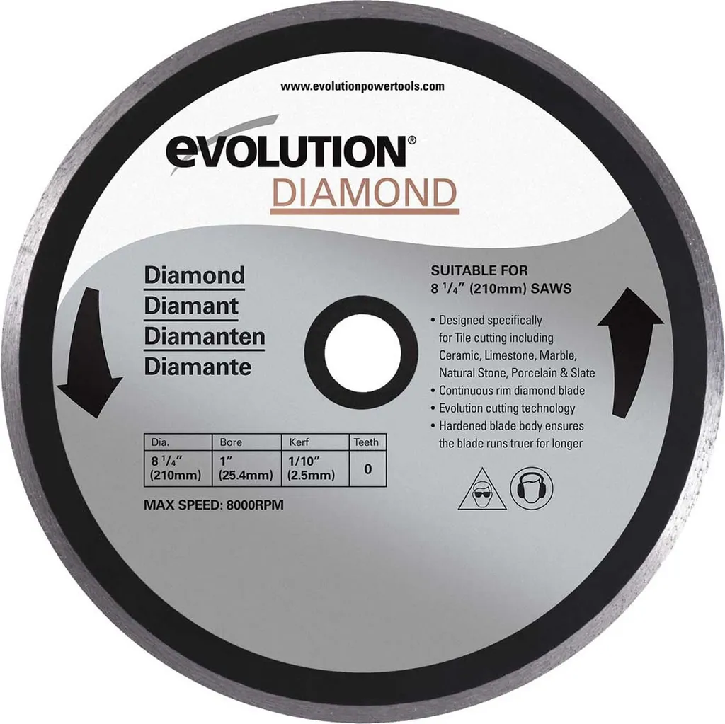 Lame diamantée FURY 210mm haute résistance pour découpe multi-matériaux