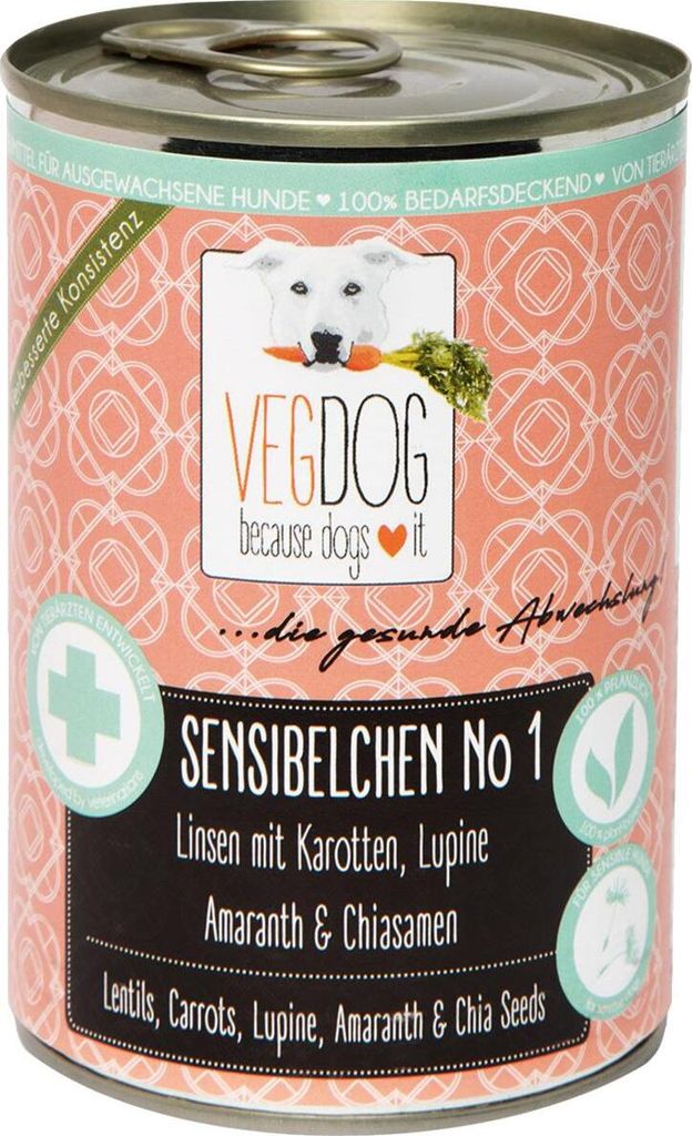 VEGDOG 370093, Adult, Amaranth, Karotte, Linse, 400 g, Ohne Produktbild 
