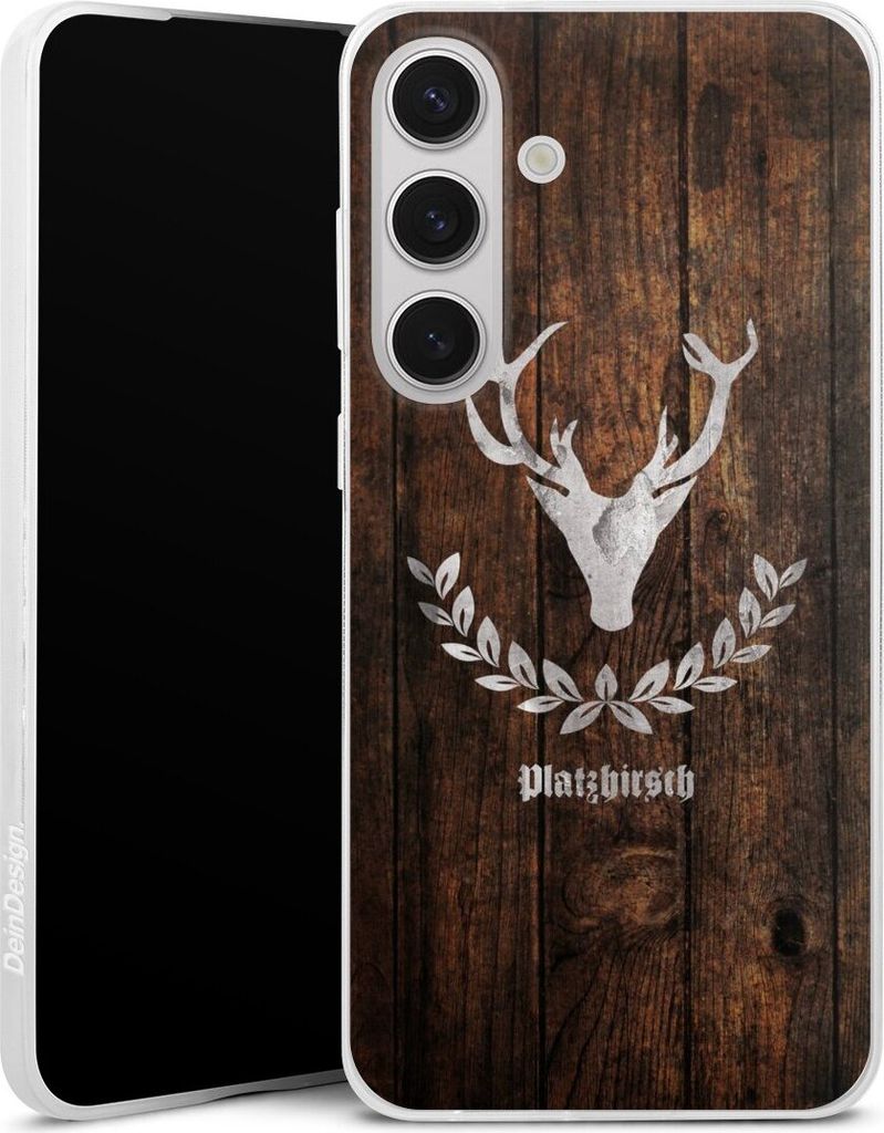 DeinDesign Slim Hülle für Samsung Galaxy S25+ Silikon Case Ultra Dünn Handyhülle Hirsch Holz Holzoptik