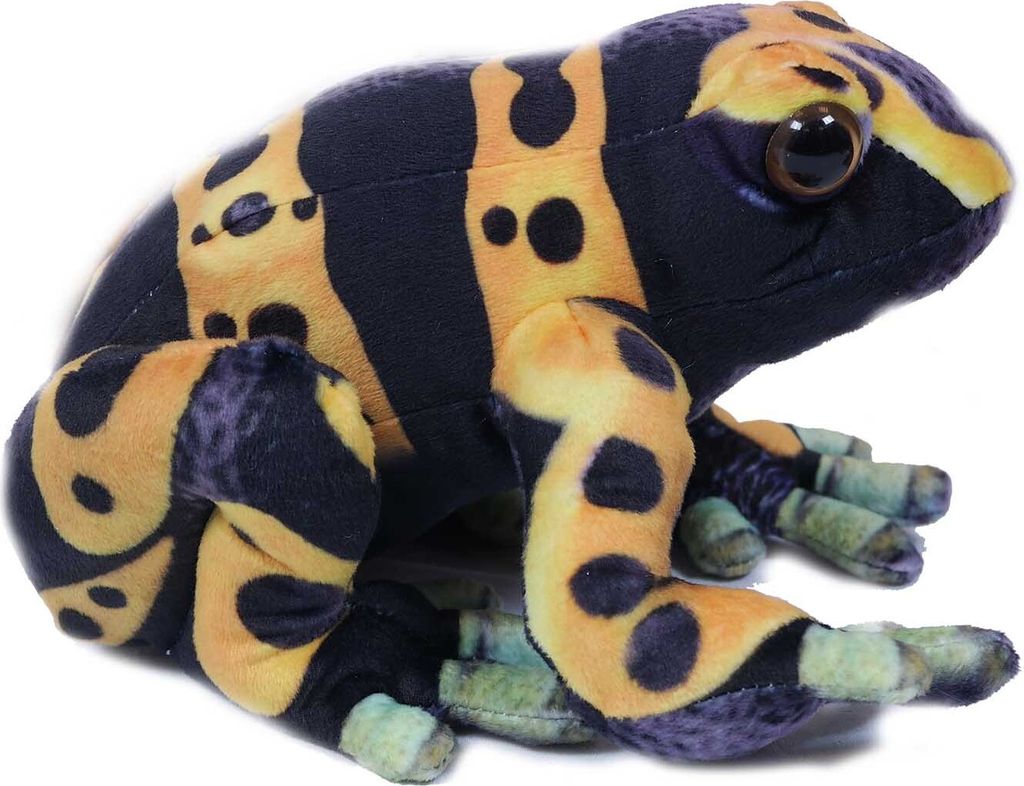 Plüschtier Frosch 24 cm, gelb schwarz Frösche Stofftiere Plüschtier Kuscheltier Pfeilgiftfrosch