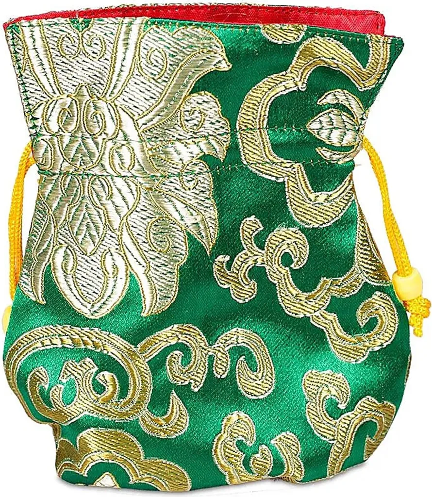 Sac Brocart Vert 10x14 cm Anti-Rayures pour Bijoux - Lot de 5 Pièces