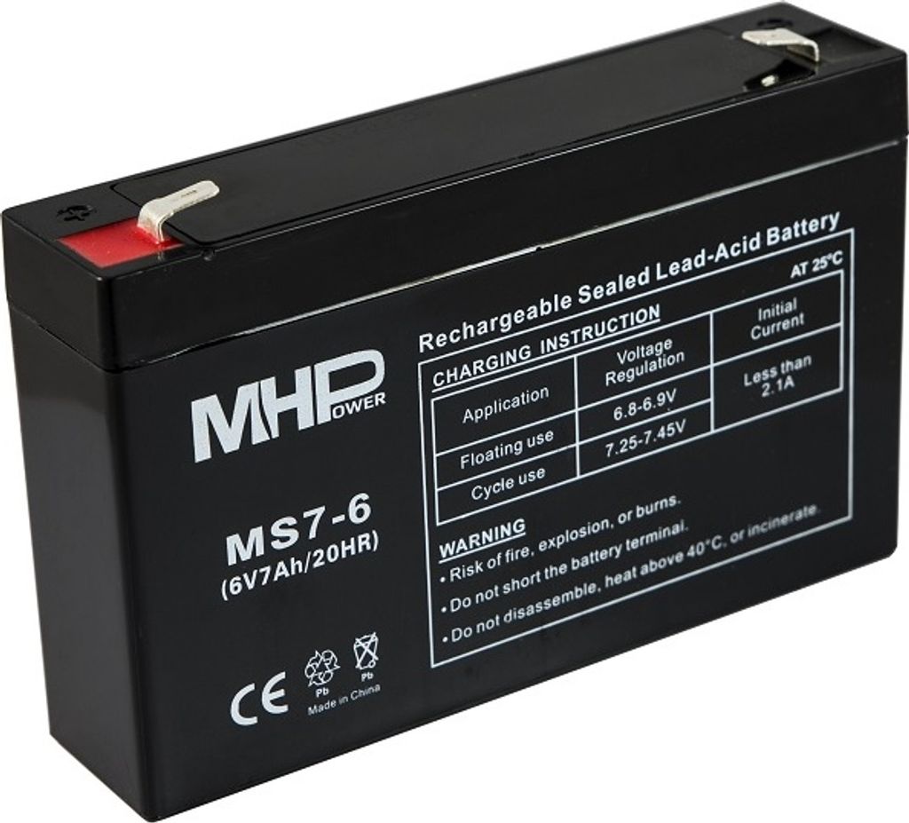 Batterie MHPower MS7-6 VRLA AGM 6 V / 7 Ah Image du produit 