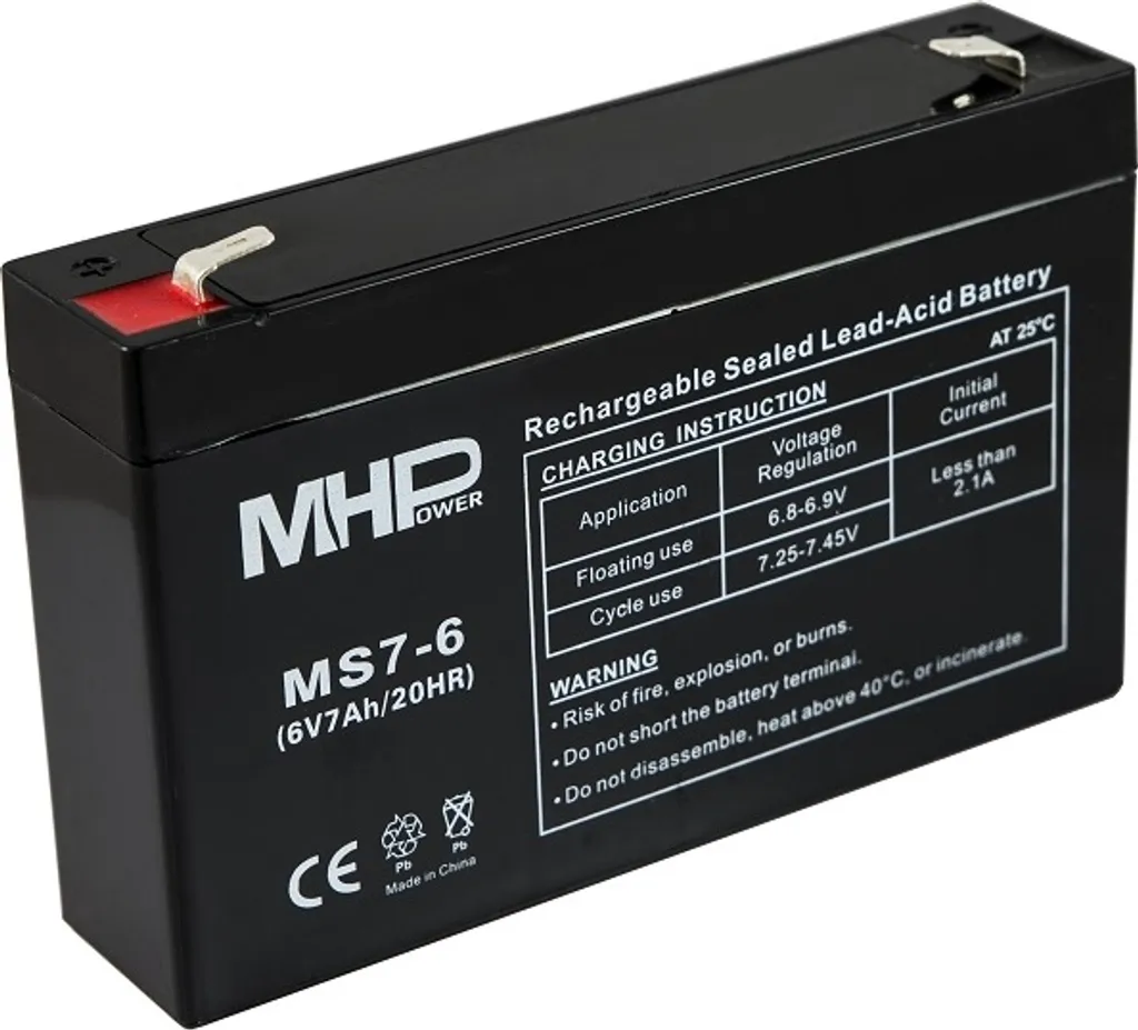 Batteria Antifurto 6V 7Ah MHPower MS7-6 | Ricambio Sistemi Allarme