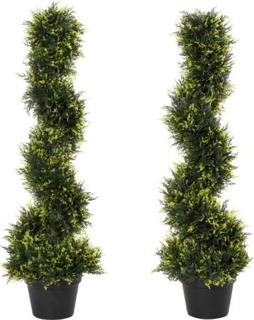 Gruen Zedernbaum 2er Set 90x18x18 cm Kunstpflanze Plastik Im Topf Spiralpflanze Wohnzimmer Schlafzimmer Buero Garten Dekoration