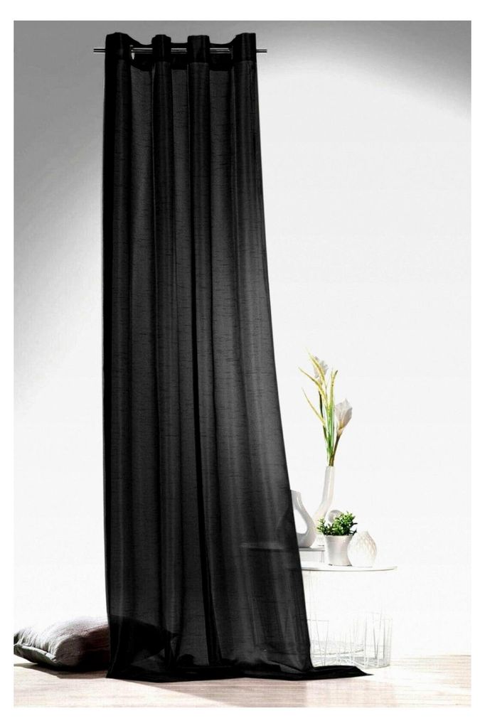 Moderne Gardinen, Vorhang mit Ösen, Farbe anthrazit, Höhe 245cm x Breite 140cm
