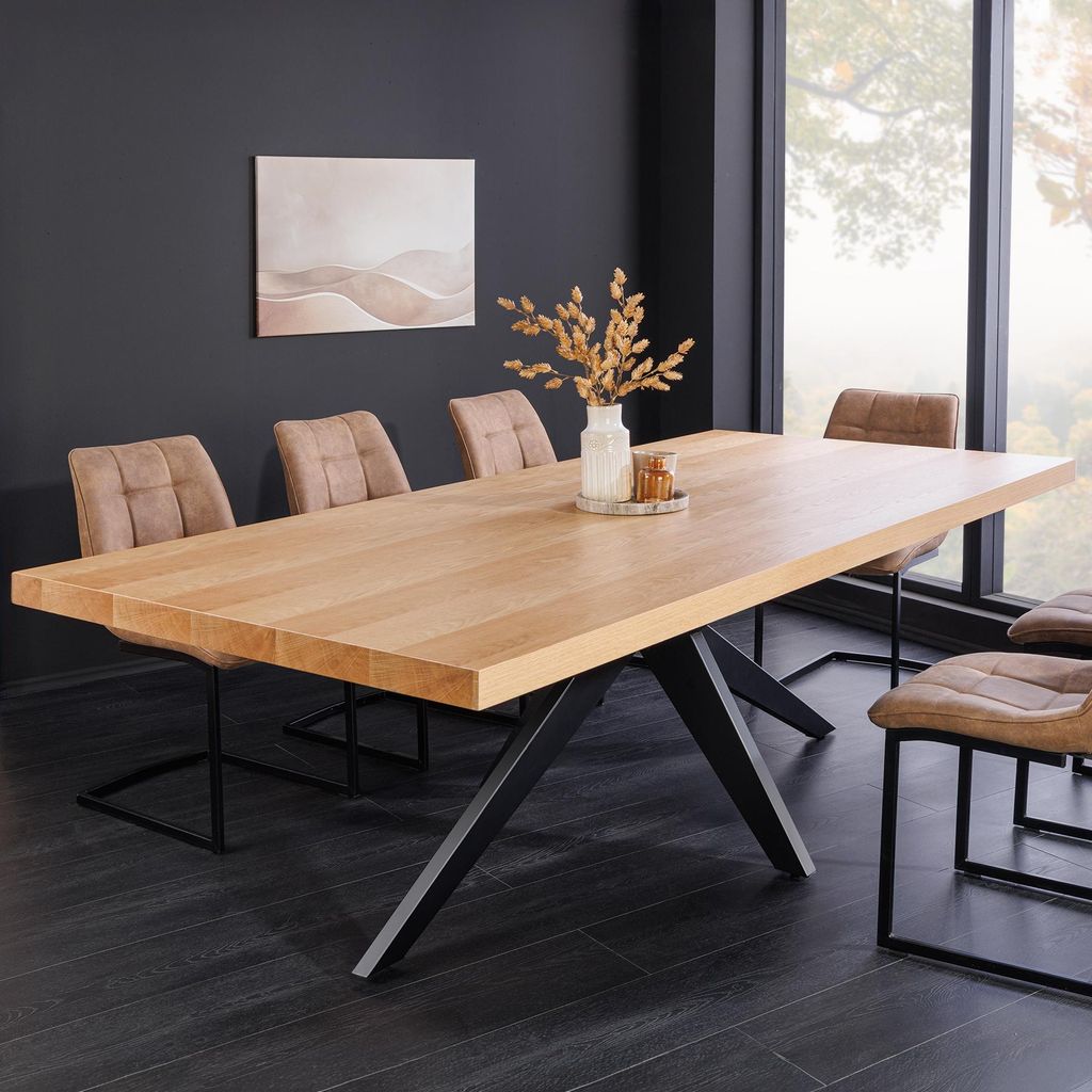 riess-ambiente Design Esstisch ZEUS 240cm Eiche mit Sterngestell Metall schwarz mit Sterngestell Metall Esszimmertisch Konferenztisch Tisch