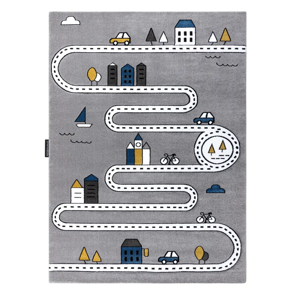 Grand Tapis de Salon Gris Petit Street Rue 240x330 cm Style Scandinave