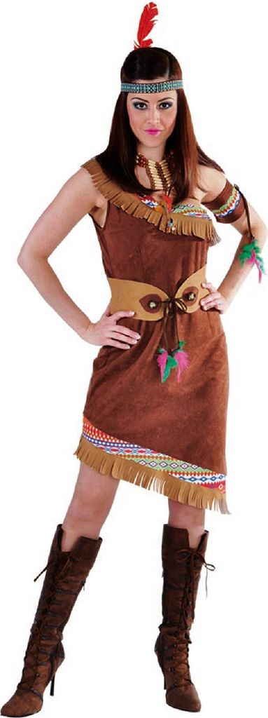 M213104-M braun Kurzarm Damen Karnevals-Fasching Kostüm Kleid Gr.M