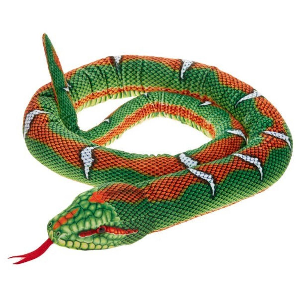 Beppe Zoo Plüschschlange, grün-orange, 180 cm