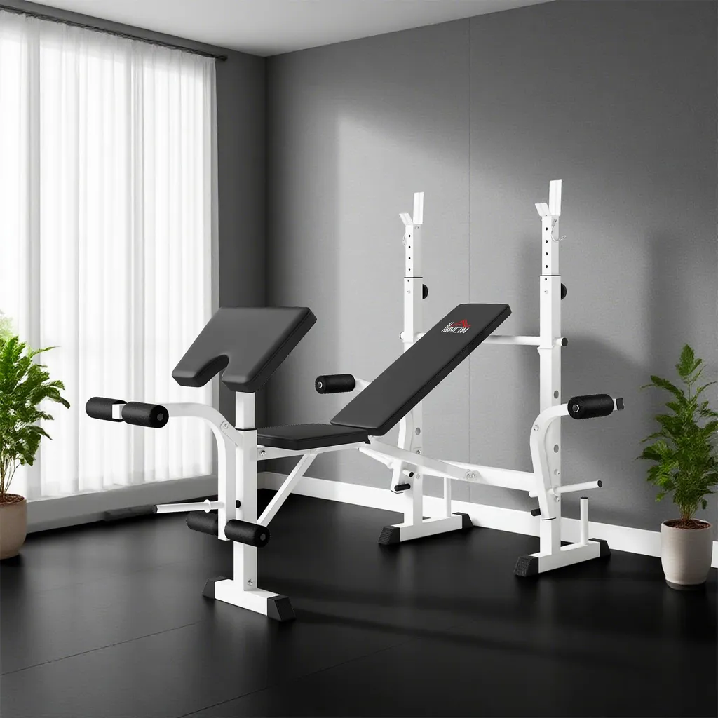 Banc de musculation en acier avec presse jambes et dossier multi-position