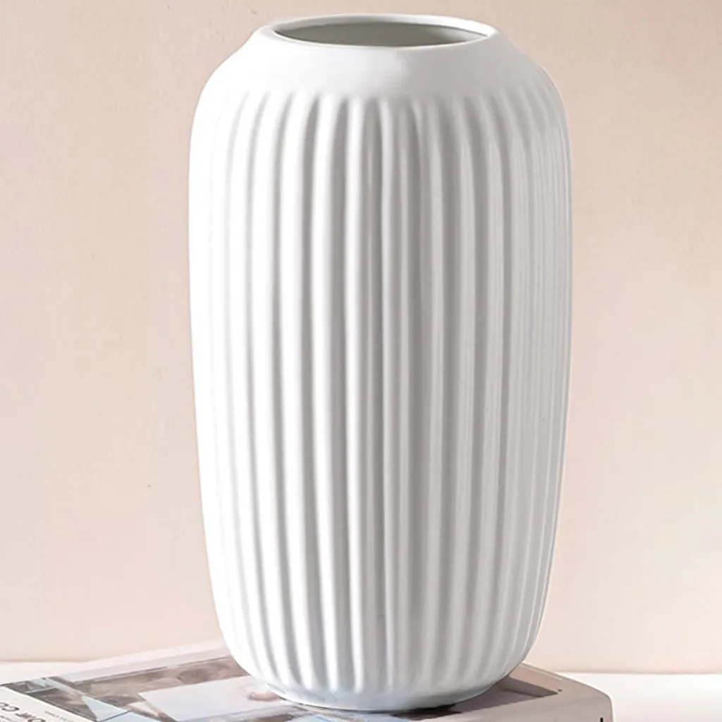 Vase blanc déco intérieur 25 cm - Idéal pour bouquets et fleurs séchées