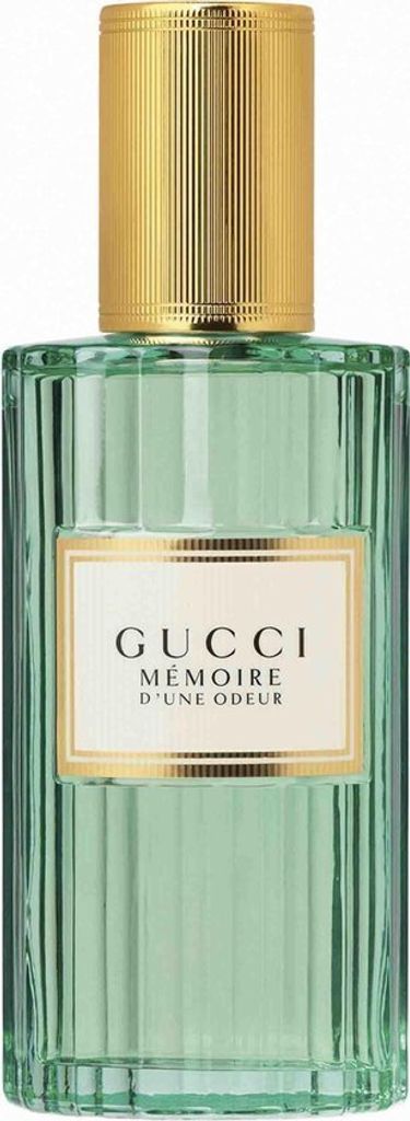 A product shot of a Gucci perfume bottle.