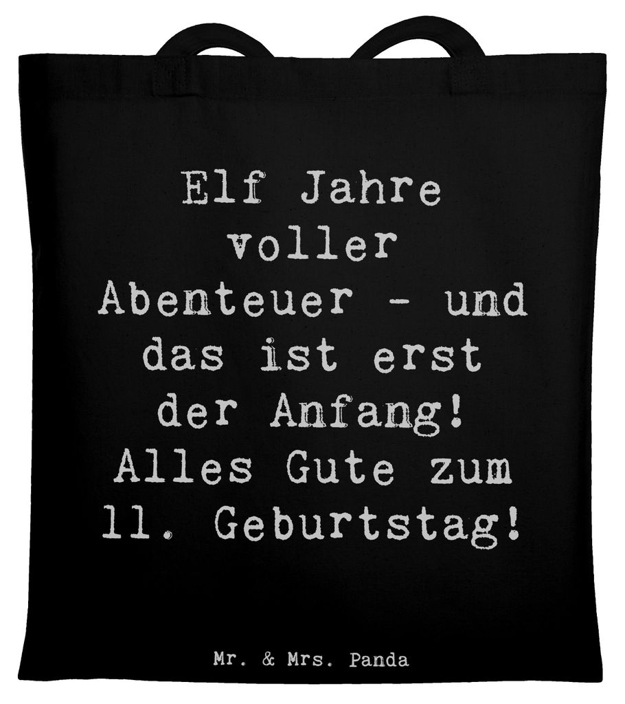 Mr. & Mrs. Panda Schultasche Spruch 11. Geburtstag Abenteuer - Schwarz - Geschenk, Aufregung, Uni Tasche, Büchertasche, Anfang, Geburtstagsgeschen...