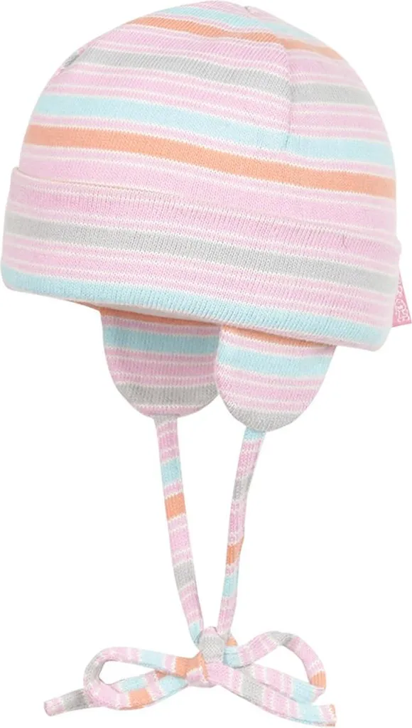 Cappello a cravatta Döll in cotone a righe pastello per neonati