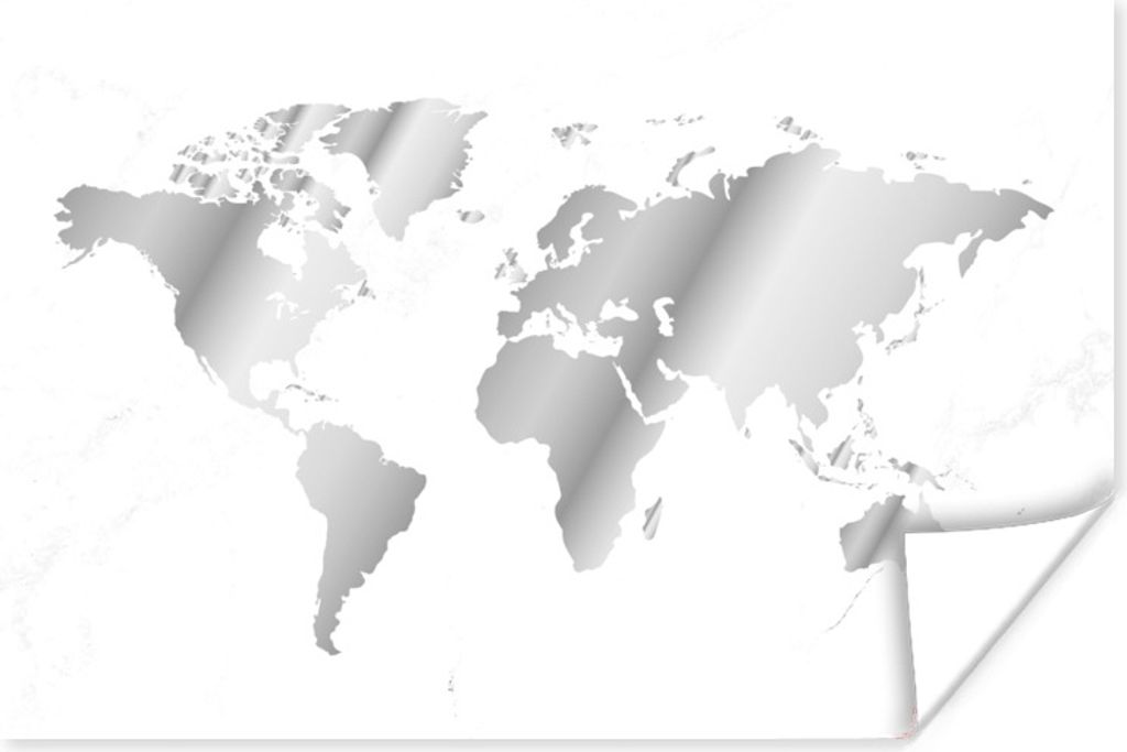 MuchoWow Poster Grau getönte Weltkarte mit marmoriertem Hintergrund - schwarz und weiß 30x20 cm - Plakate - Print