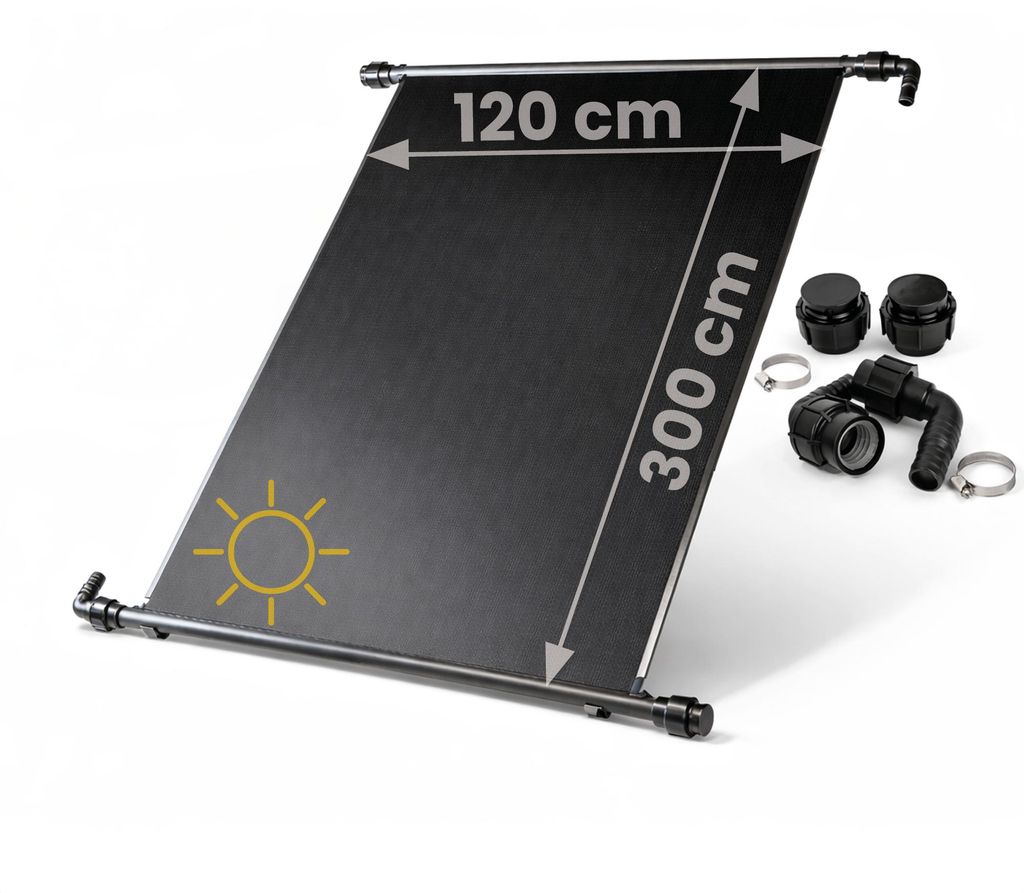 HAF Solarkollektor Poolheizung (1x 300x120cm) – Sonnenenergie für Gartenpool, Heizmatte um 20m³ Wasser mit Solar 6°C zu erwärmen (Ohne Solarw...