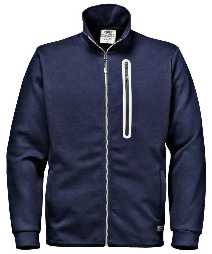 Sir Safety Big Pocket Arbeitssweatjacke mit Full Zip, Doppeljersey und Reflexprofil, S, Dunkelblau