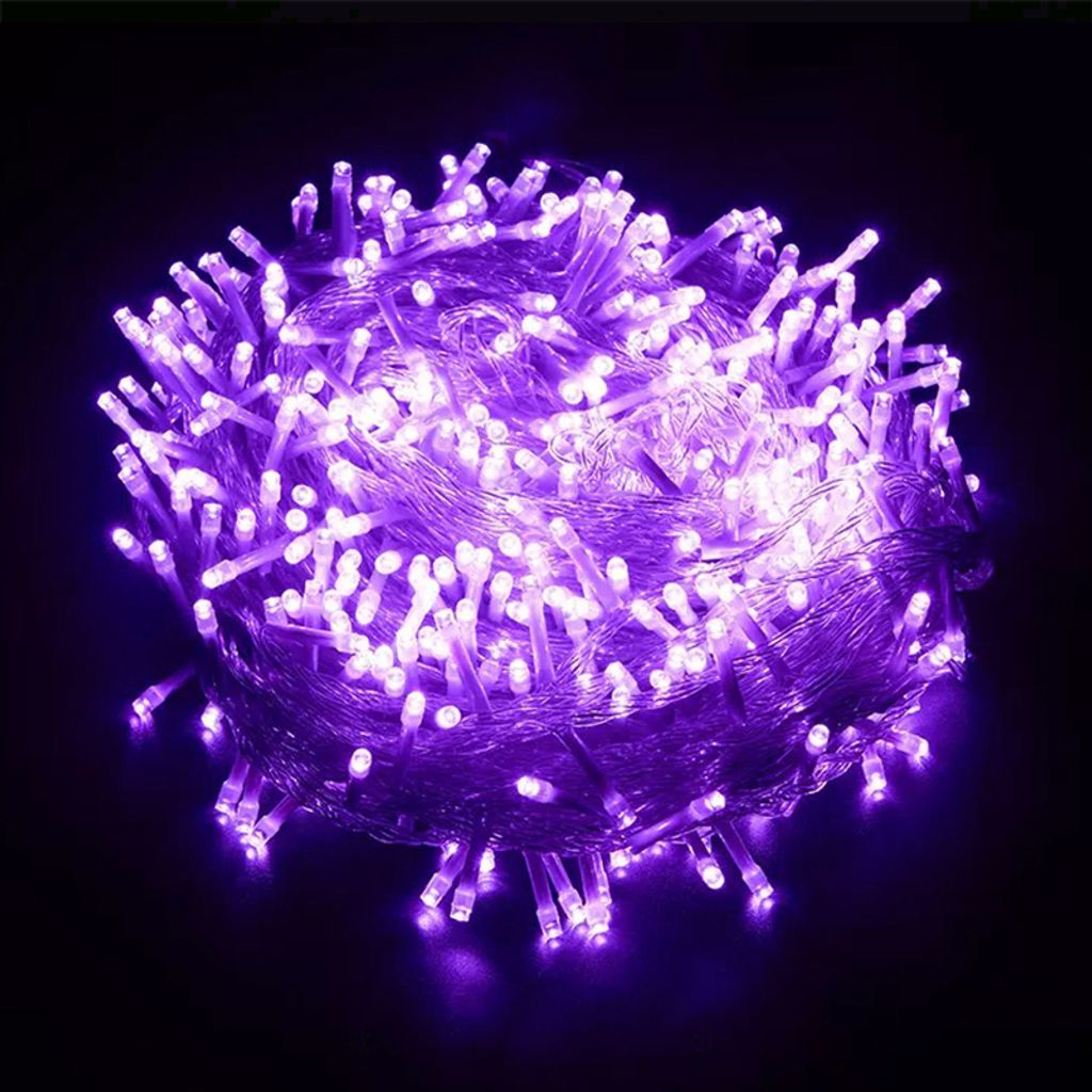 Lichterkette 30m 300 LED 8 Lichtmodi Innen Weihnachten Hochzeit Party Garten Deko, Lila