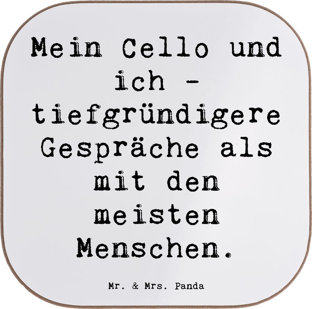 Mr. & Mrs. Panda Untersetzer für Gläser Spruch Violoncello Gespräche - Weiß - Geschenk, bieruntersetzer, Musiker, Tassen, Instrument, Cellist, ...