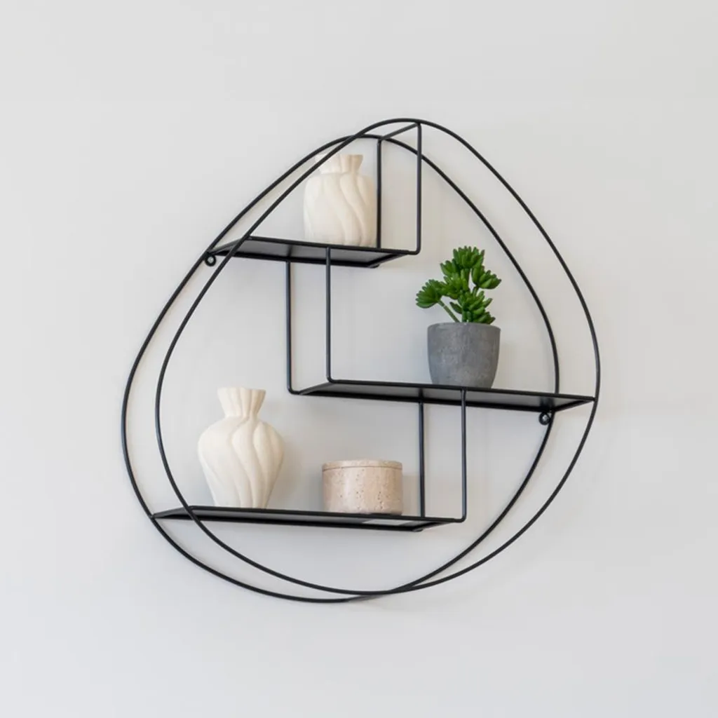 Étagère Murale Noire en Métal Gerda - Support Déco Style Minimaliste