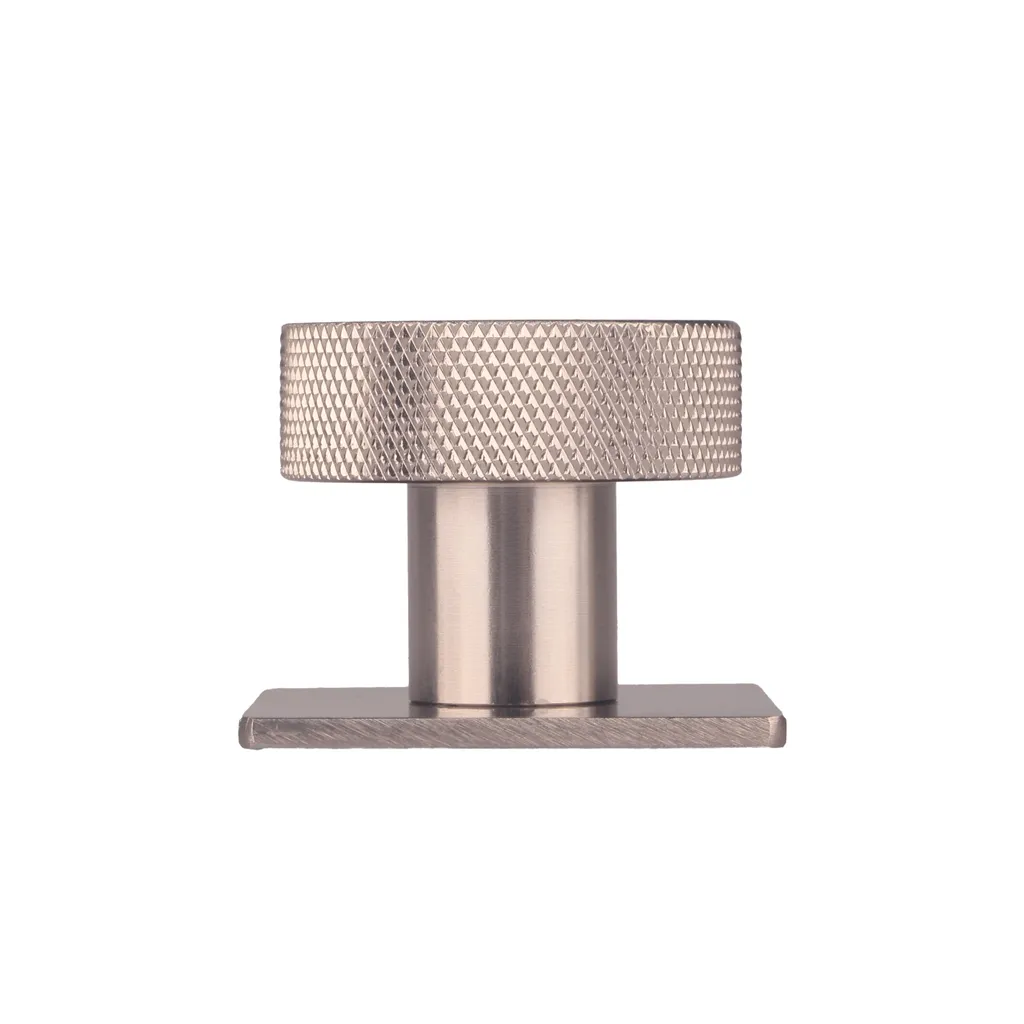 Natural Goods Berlin maniglie per mobili rotonde ACHSE, pomelli per mobili con ⌀35mm, pomelli per armadi adatti a spessori di ante di 15-22mm, maniglie per armadi da cucina, cassettiere, credenze ecc., aspetto acciaio inox, 5 pezzi - 4