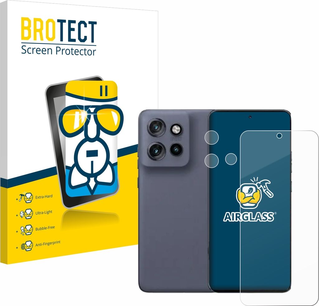 A product shot of a screen protector packaging and a smartphone.