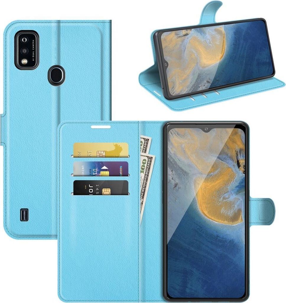 König Design Hülle kompatibel mit ZTE Blade A51 Kunstleder Handyhülle - Handy Case Blau