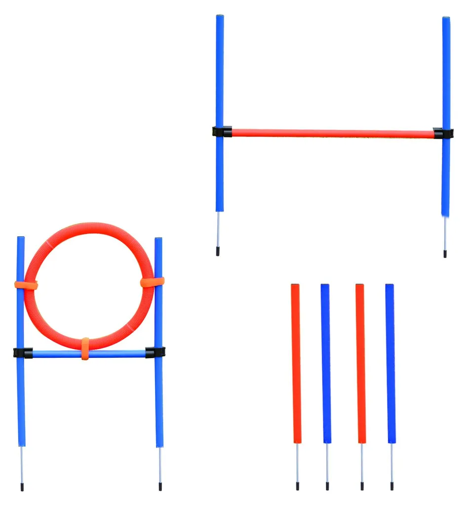 Kit Agility Chien 11 Pièces - Parcours Obstacles Complet Rouge et Bleu