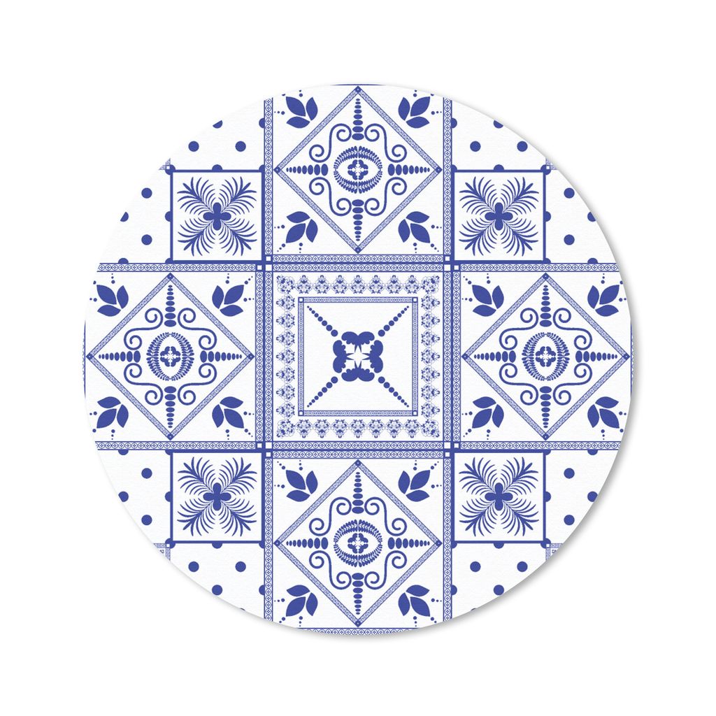 MuchoWow Mauspad Mousepad Fliesen - Muster - Delfter Blau 50x50 cm - Mousepads - Maus Mat - Pad - Mausunterlage - Vinyl