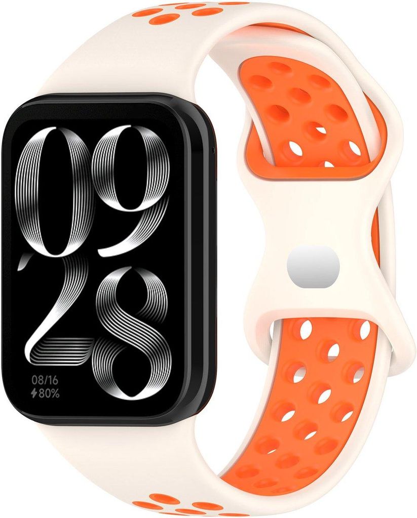 Stravo Sport Silikonarmband – für Xiaomi Smartband 8 Pro/9 Pro & Redmi Watch 4/5/6 – Zweifarbig – Sternenlicht/Orange