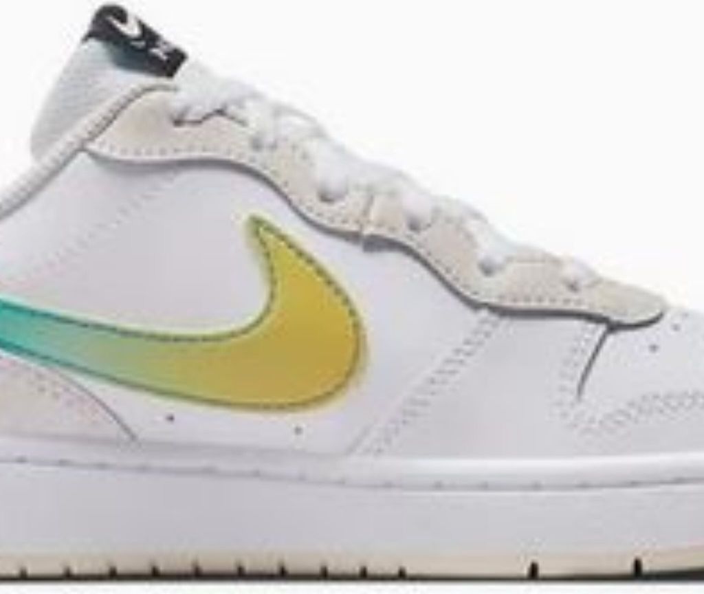 Nike Court Borough Low 2 Se (Gs) Herrenschuhe, Weiß/Grün‐Gelb, Größe 38,5