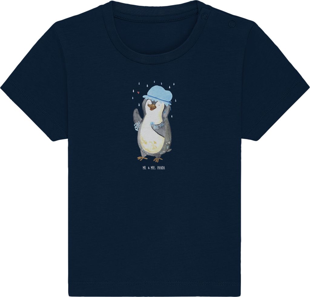 Mr. & Mrs. Panda T-Shirt Pinguin Duschen 24. - 36. Monat - French Navy - Geschenk, Baby Oberteil, Babyshirt, Organic Shirt, Singen, Duschkonzert, B...