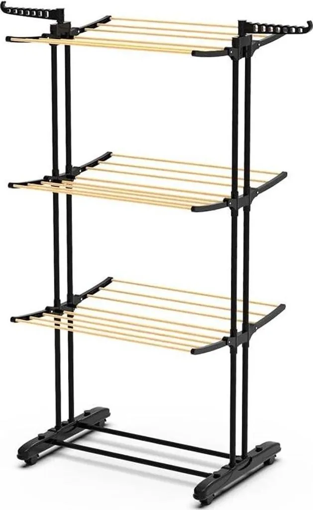 Séchoir à linge pliable 3 niveaux noir en acier grande capacité 15m - 7