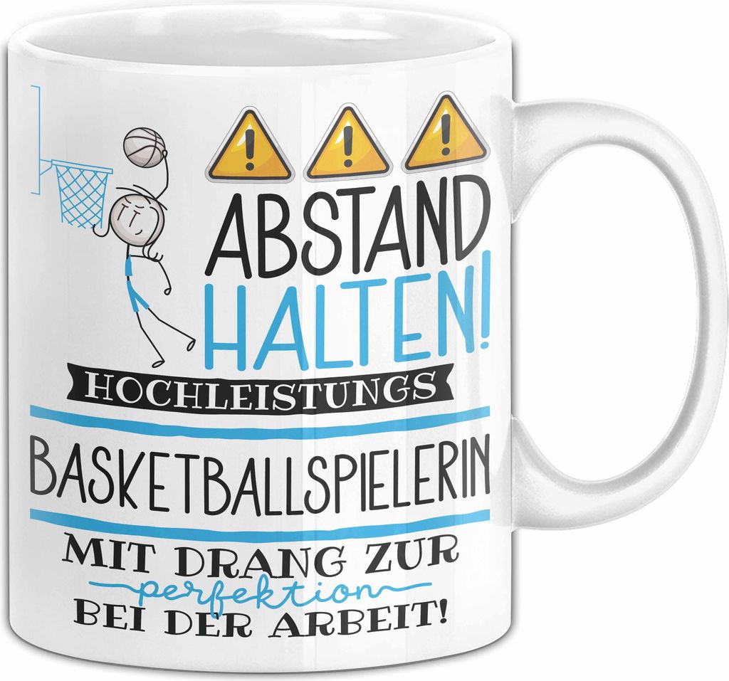 Basketballspielerin Tasse Geschenk Lustig Abstand Halten Hochleistungs-Basketballspielerin Mit Drang Zur Perfektion Bei Der Arbeit (Weiß)