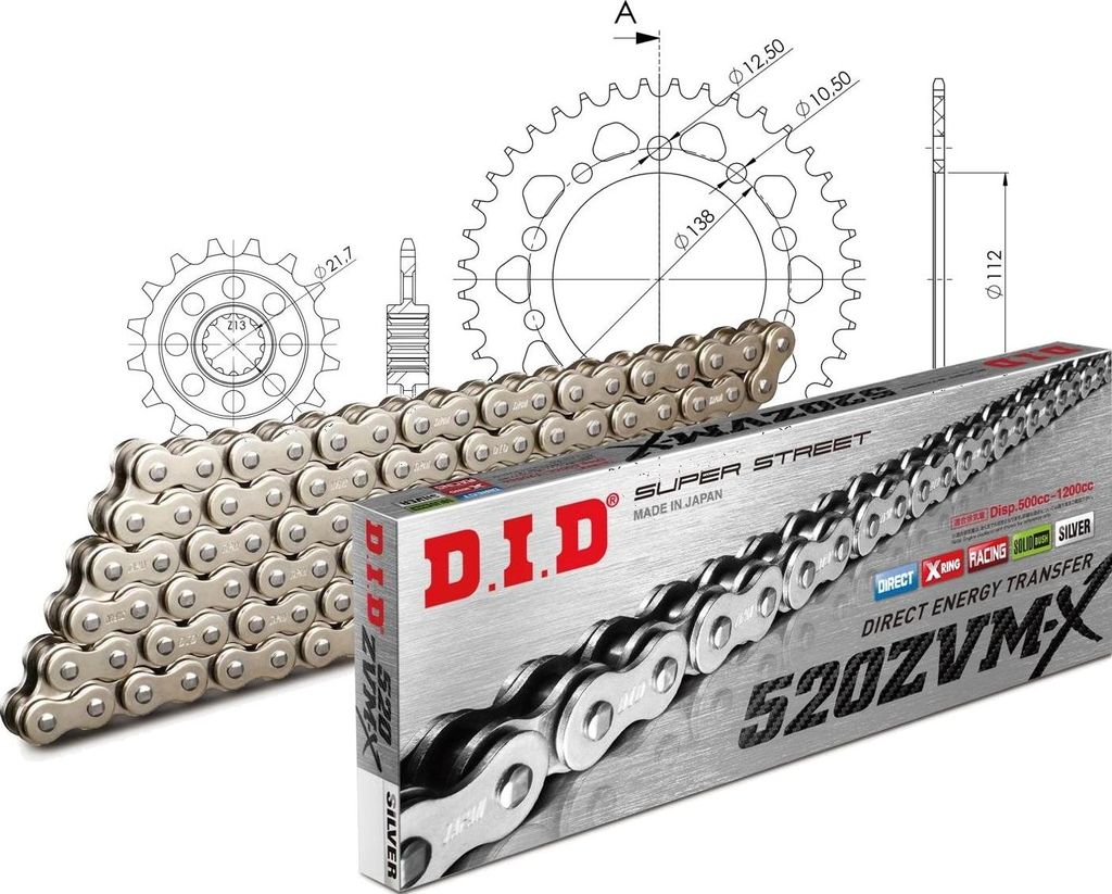 DID Kit Alu (schwarz) Kompatibel mit Honda NC700 SD 12-15/NC700 XD... 16-39-112 DID520ZVM-X(S&S) Niet