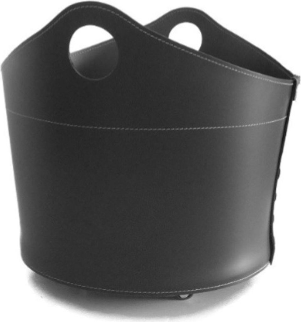 Kaminkorb "CALA-MINI" für Holz aus Leder | Dunkelbraun (dark brown)