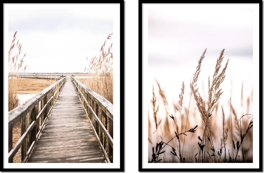 Duo de Posters Bohèmes Encadrés 53x73 cm Style Pomost P2148 de Qualité