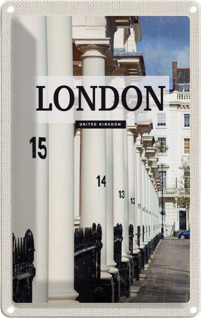 vianmo Blechschild 18x12 cm London United Kingdom Stadt Retro Bildmotiv Reisemotiv Abenteuer Reisen Urlaub
