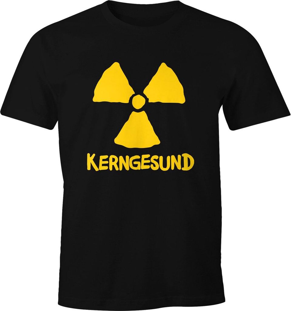 Herren T-Shirt Kerngesund schwarzer Humor Statement Kernkraft Ironie Fun-Shirt Spruch lustig Moonworks schwarz L