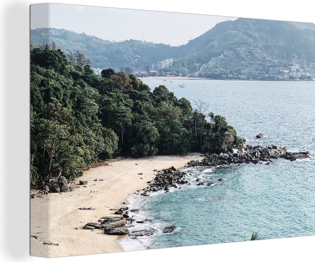 OneMillionCanvasses - Leinwandbilder - 140x90 cm, Strand - Sommer - Bäume - Meer, Wandbilder Kunstdruck Wanddekoration - Foto auf Leinwand - Gem...