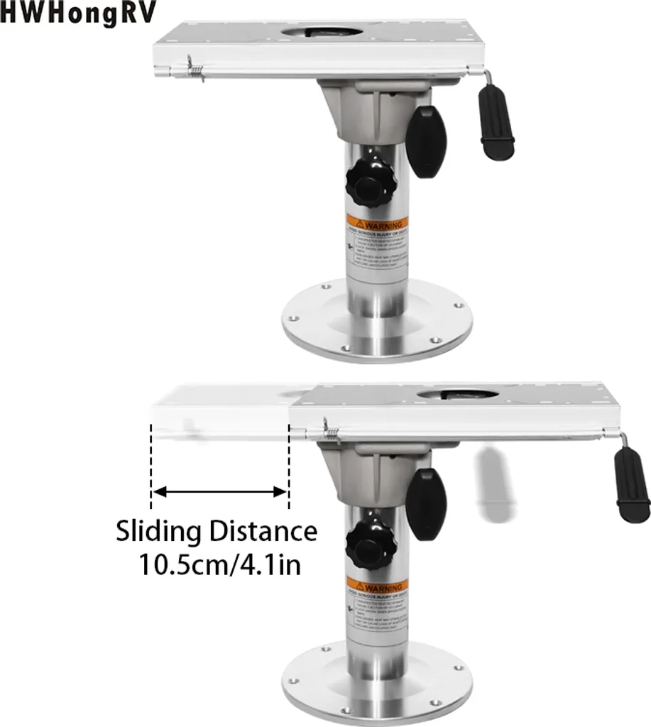 Support de siège bateau aluminium 33-48 cm avec verrouillage de sécurité
