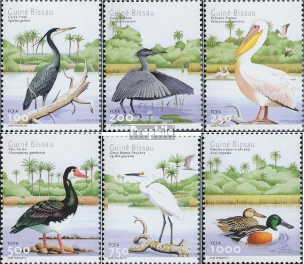 Briefmarken Guinea-Bissau 2001 Mi 2001-2006 (kompl.Ausg.) postfrisch Vögel