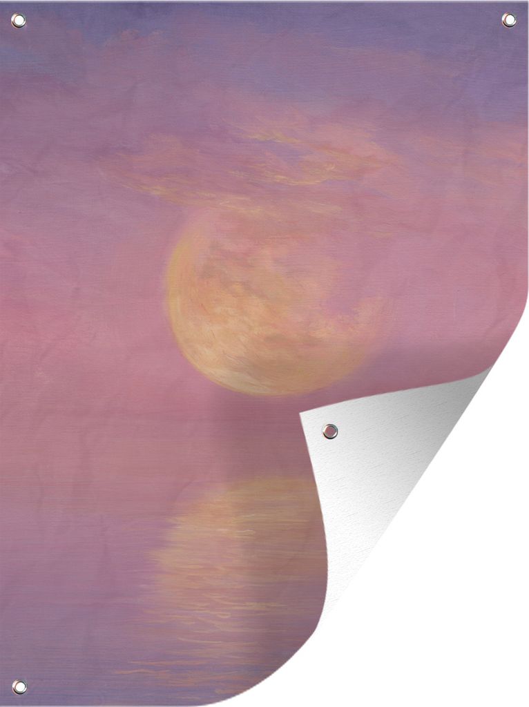 MuchoWow 30x40 cm Outdoor-Poster Gartendeko Sichtschutz Garten Poster für den Garten Eine Illustration eines rosa Himmels mit der Sonne