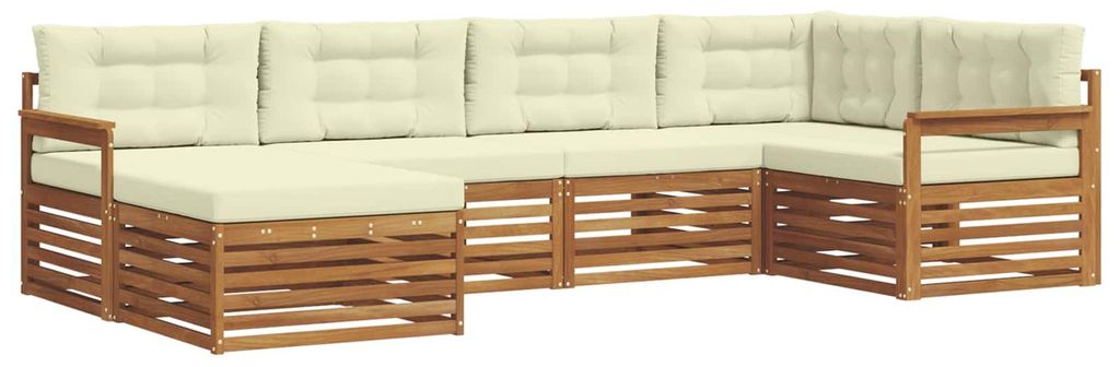 vidaXL Outdoor-Sofagarnitur mit Kissen 6 pcs Natur und Creme